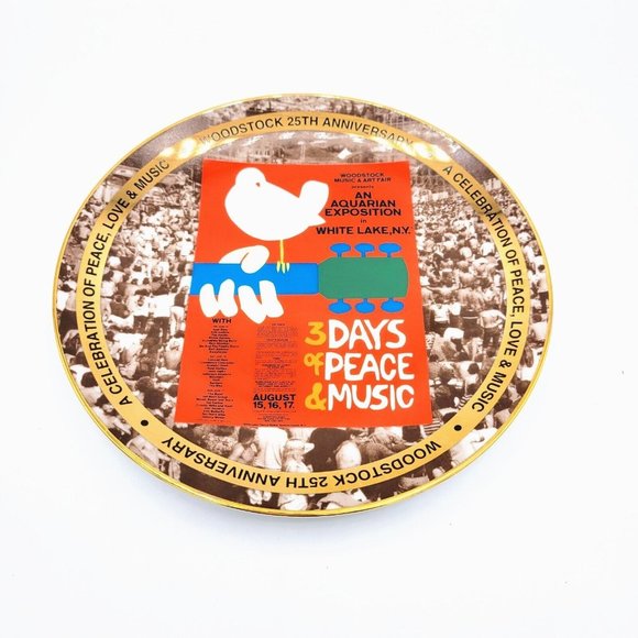 Woodstock 25th Anniv. Collectors Plate "3 Days Of Peace And Music" Cameo Guild - Picture 1 of 9